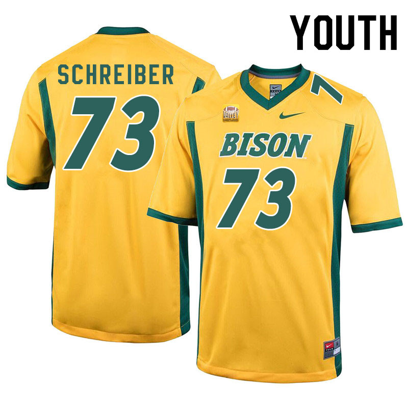 Youth #73 Joe Schreiber North Dakota State Bison College Football Jerseys Sale-Yellow - Click Image to Close